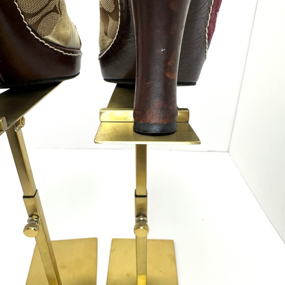 Y2KCoach Patchwork Platform Mules Leopard Calf Hair Metallic Leather Heels Multi - Picture 11 of 16